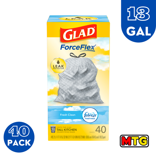 Glad Force Flex - Bolsas de Basura 13Gal con Febreze (40 Bolsas)