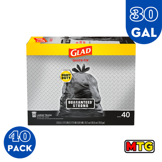 Glad Quik Tie Bags - Bolsas de Basura 30Gal (40 Bolsas)